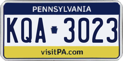 PA license plate KQA3023