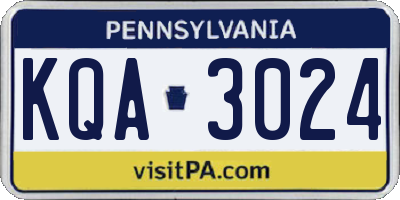 PA license plate KQA3024