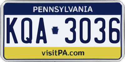 PA license plate KQA3036