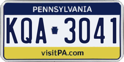 PA license plate KQA3041