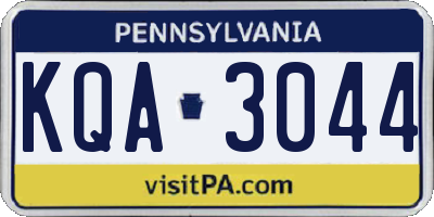 PA license plate KQA3044