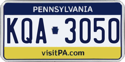 PA license plate KQA3050