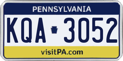 PA license plate KQA3052
