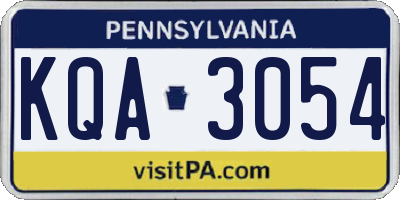 PA license plate KQA3054