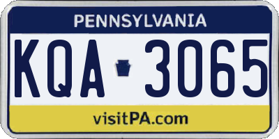 PA license plate KQA3065