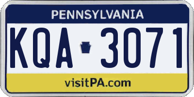 PA license plate KQA3071