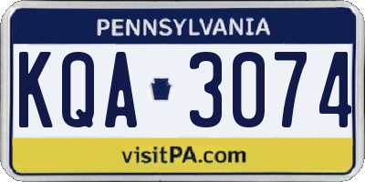 PA license plate KQA3074