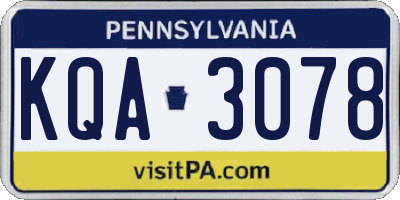 PA license plate KQA3078
