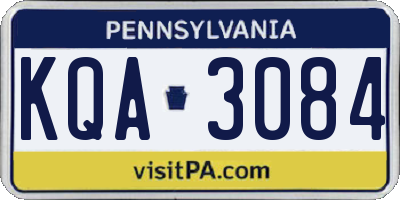PA license plate KQA3084