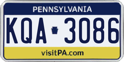 PA license plate KQA3086