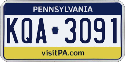 PA license plate KQA3091
