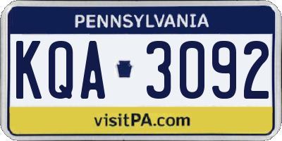 PA license plate KQA3092