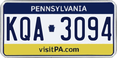 PA license plate KQA3094