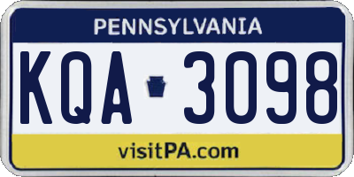 PA license plate KQA3098