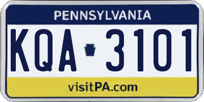 PA license plate KQA3101