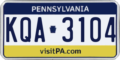 PA license plate KQA3104