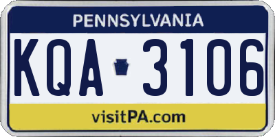 PA license plate KQA3106