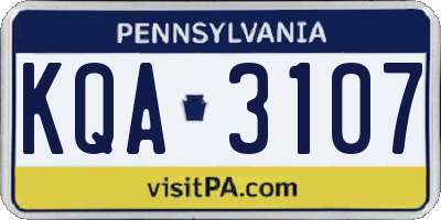 PA license plate KQA3107