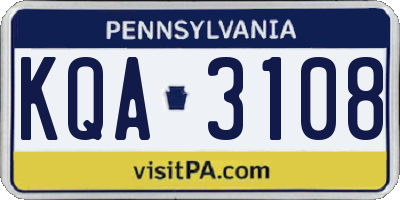 PA license plate KQA3108