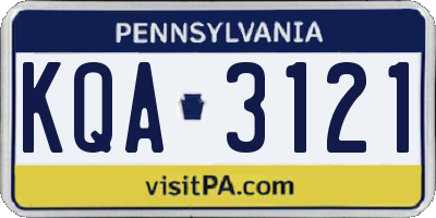 PA license plate KQA3121