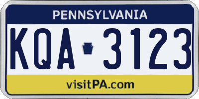 PA license plate KQA3123