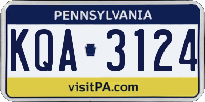 PA license plate KQA3124
