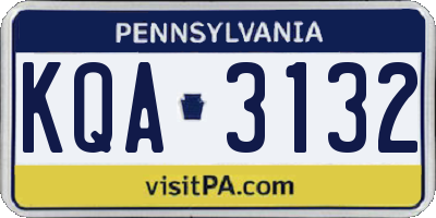 PA license plate KQA3132