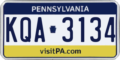 PA license plate KQA3134