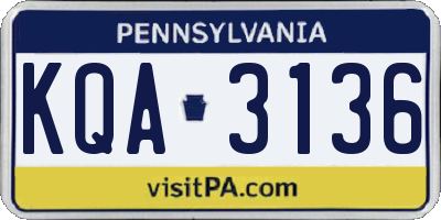 PA license plate KQA3136