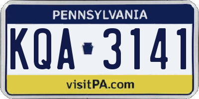 PA license plate KQA3141