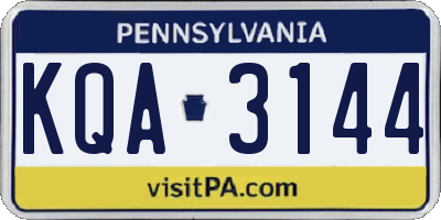 PA license plate KQA3144