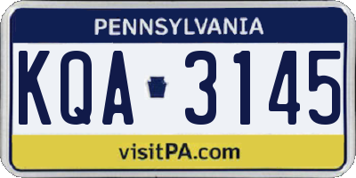 PA license plate KQA3145