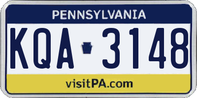 PA license plate KQA3148