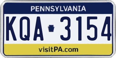 PA license plate KQA3154