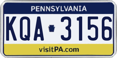 PA license plate KQA3156