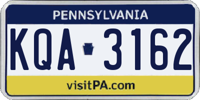 PA license plate KQA3162