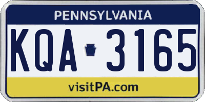 PA license plate KQA3165