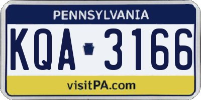 PA license plate KQA3166