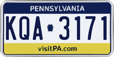 PA license plate KQA3171