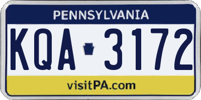 PA license plate KQA3172