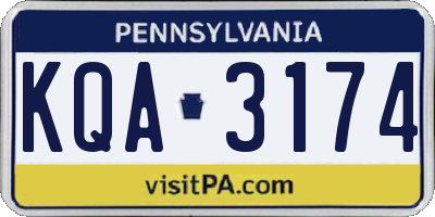 PA license plate KQA3174