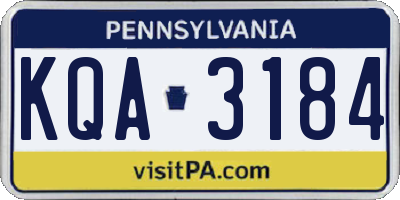 PA license plate KQA3184