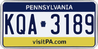 PA license plate KQA3189