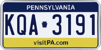 PA license plate KQA3191