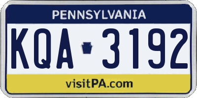 PA license plate KQA3192