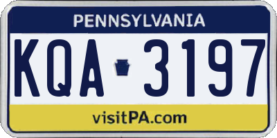 PA license plate KQA3197