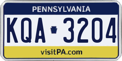 PA license plate KQA3204