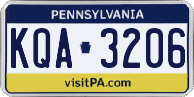 PA license plate KQA3206