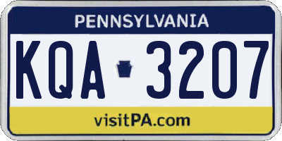 PA license plate KQA3207