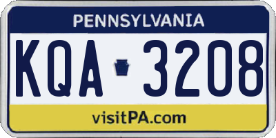 PA license plate KQA3208